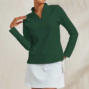 NWT Acegolfs More Than Basic Ruffle V-Neck Polo Top UPF50+size M